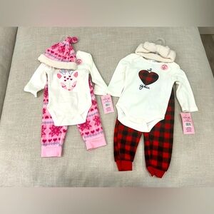 NWT baby girl outfits 3-6 months bundle lot 3 piece sets